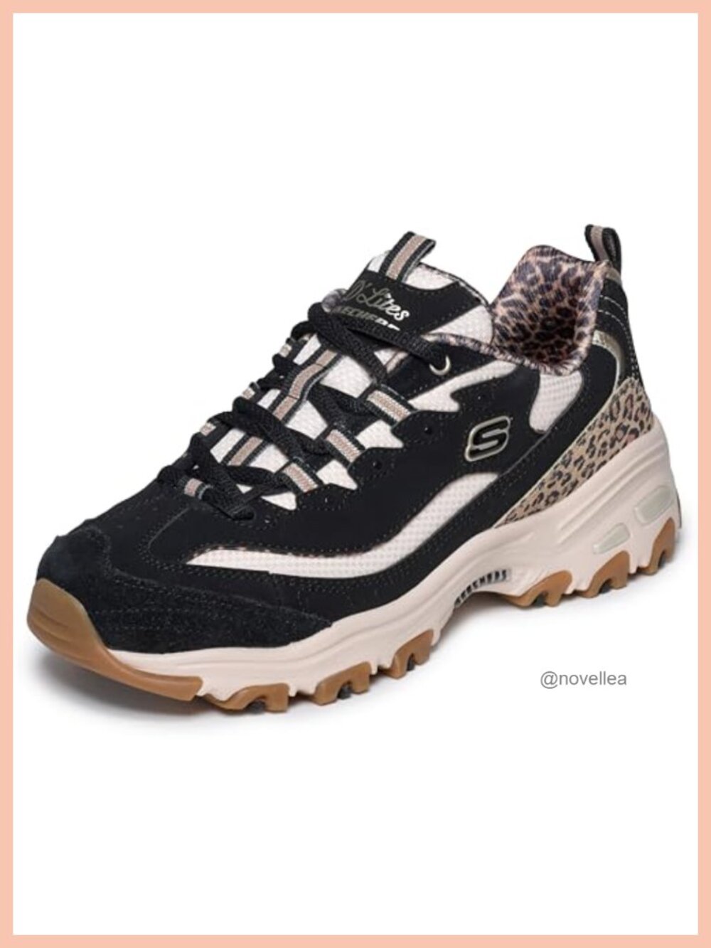 Skechers D'Lites Wild Charm Leopard Print Lace-Up Sneakers Air-Cooled Memory